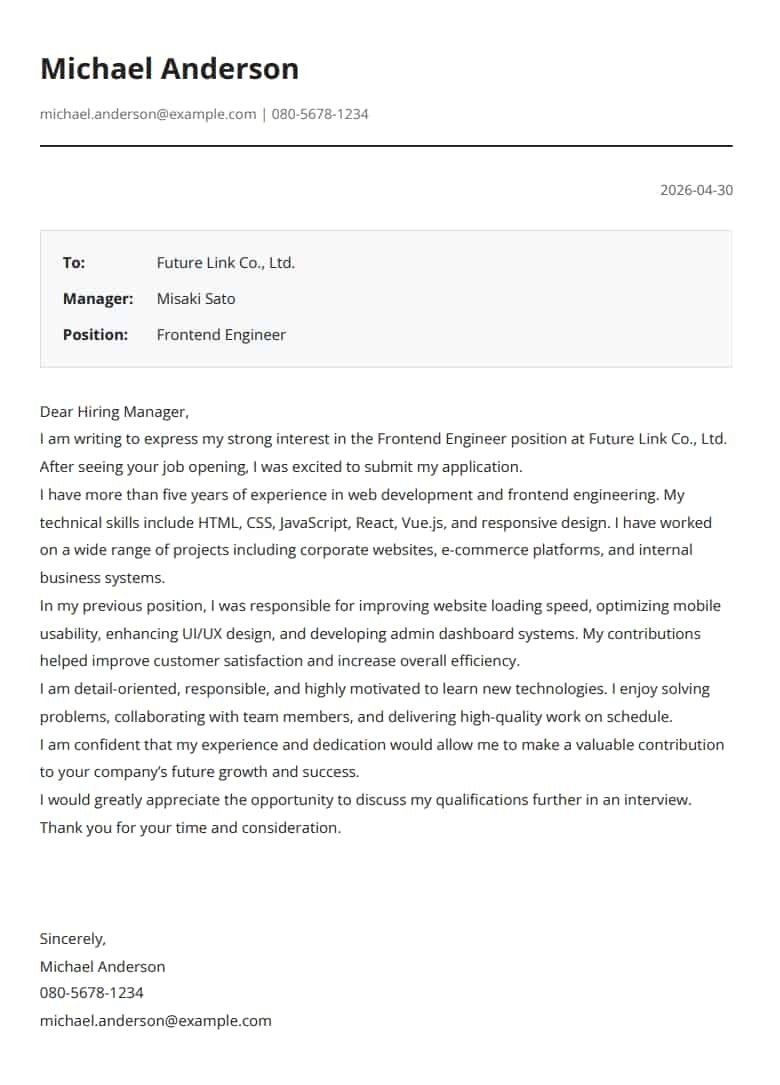 Professional Cover Letter Template
