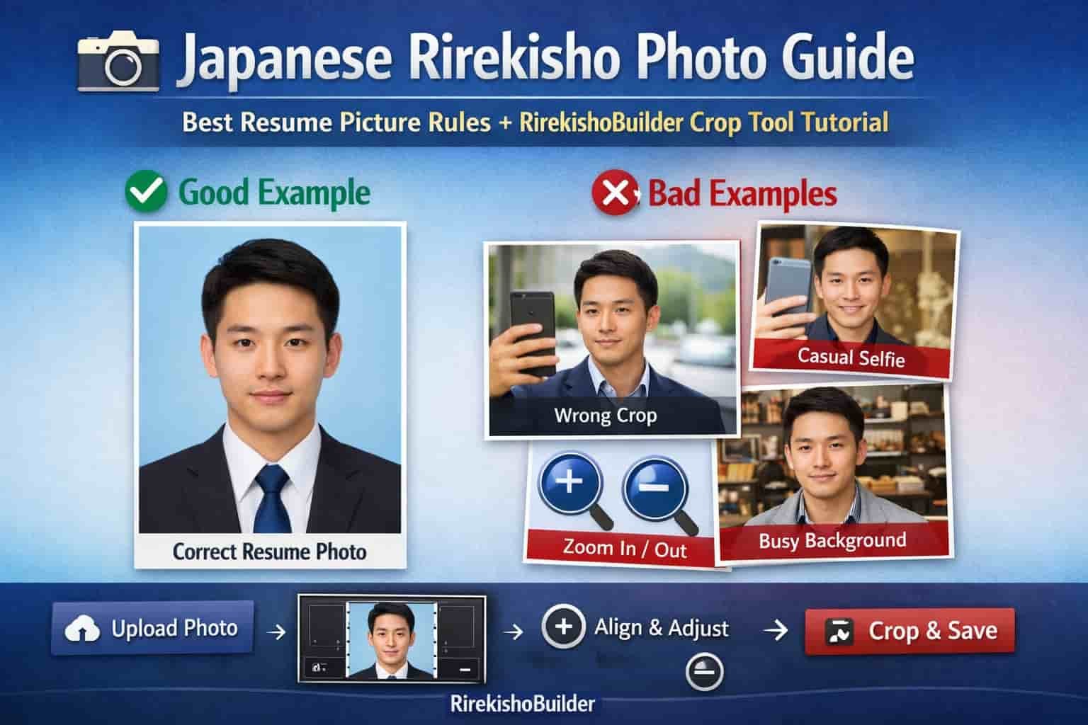 Japanese Rirekisho Photo Guide: Best Resume Picture Rules + RirekishoBuilder Crop Tool Tutorial